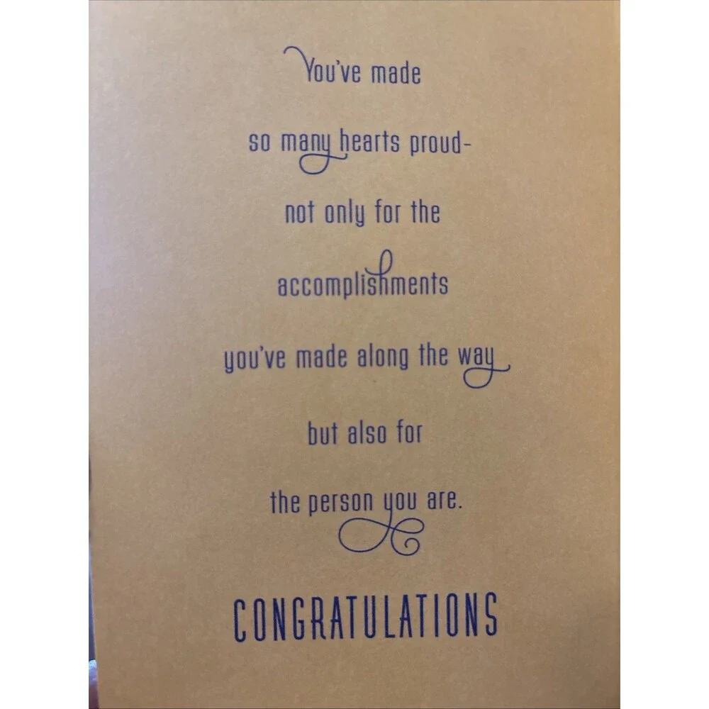 Hallmark Expressions Graduation Card - Blue Gown & Gold Tassel - Money Holder